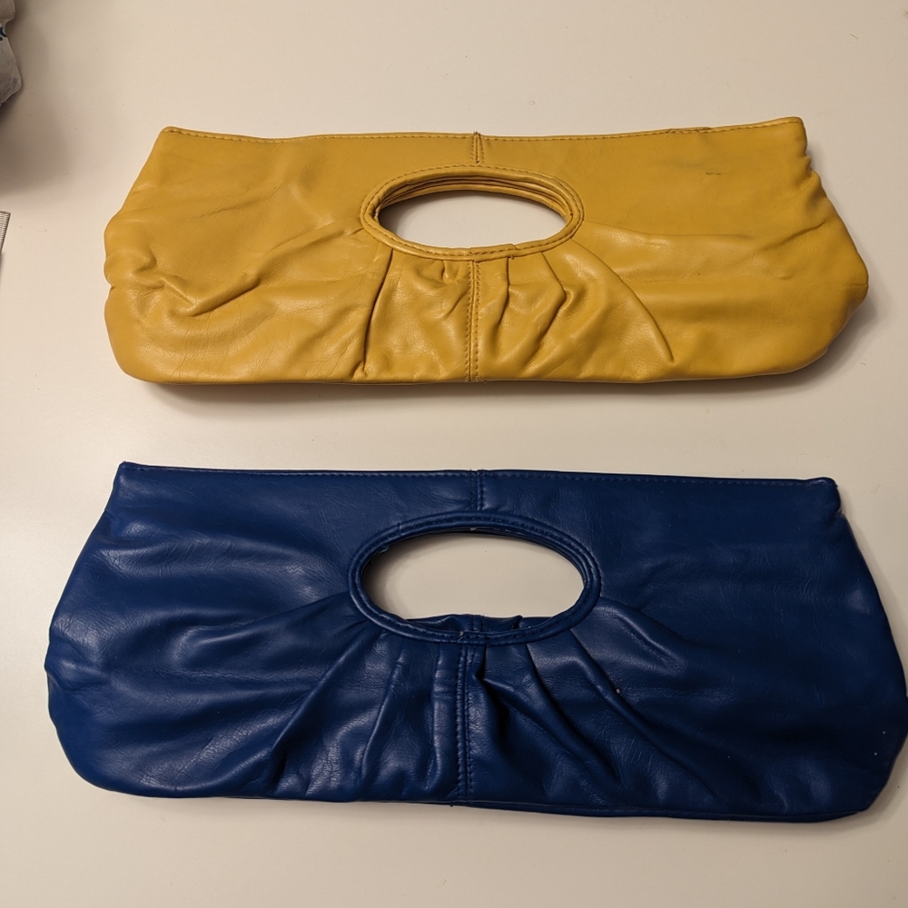 Blue and yellow gold clutches